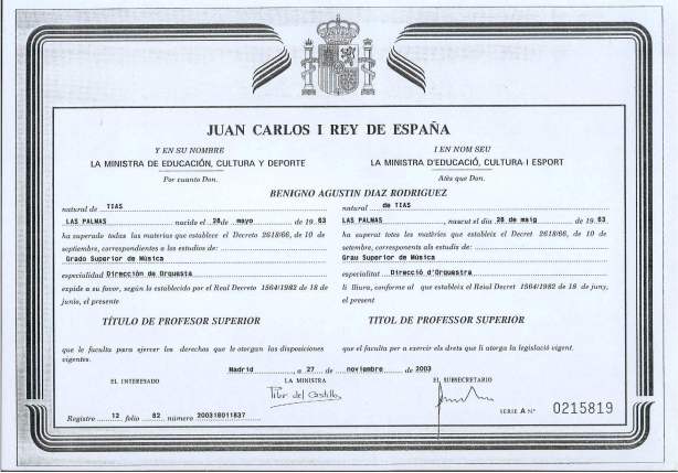 Título Dirección de Orquesta